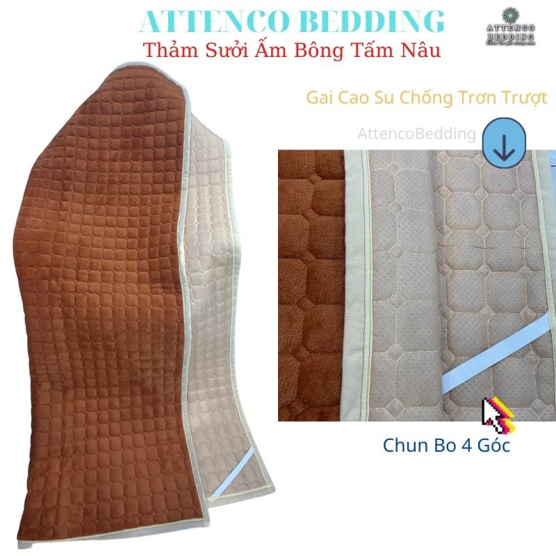 Thảm Bông Cam Kết Chuẩn Kích Thước / Thảm Trải Giường Hàng Bông Sạch Loại 1 Chun Bo 4 Góc Mặt Dưới Gai Cao Su Chống Trơn