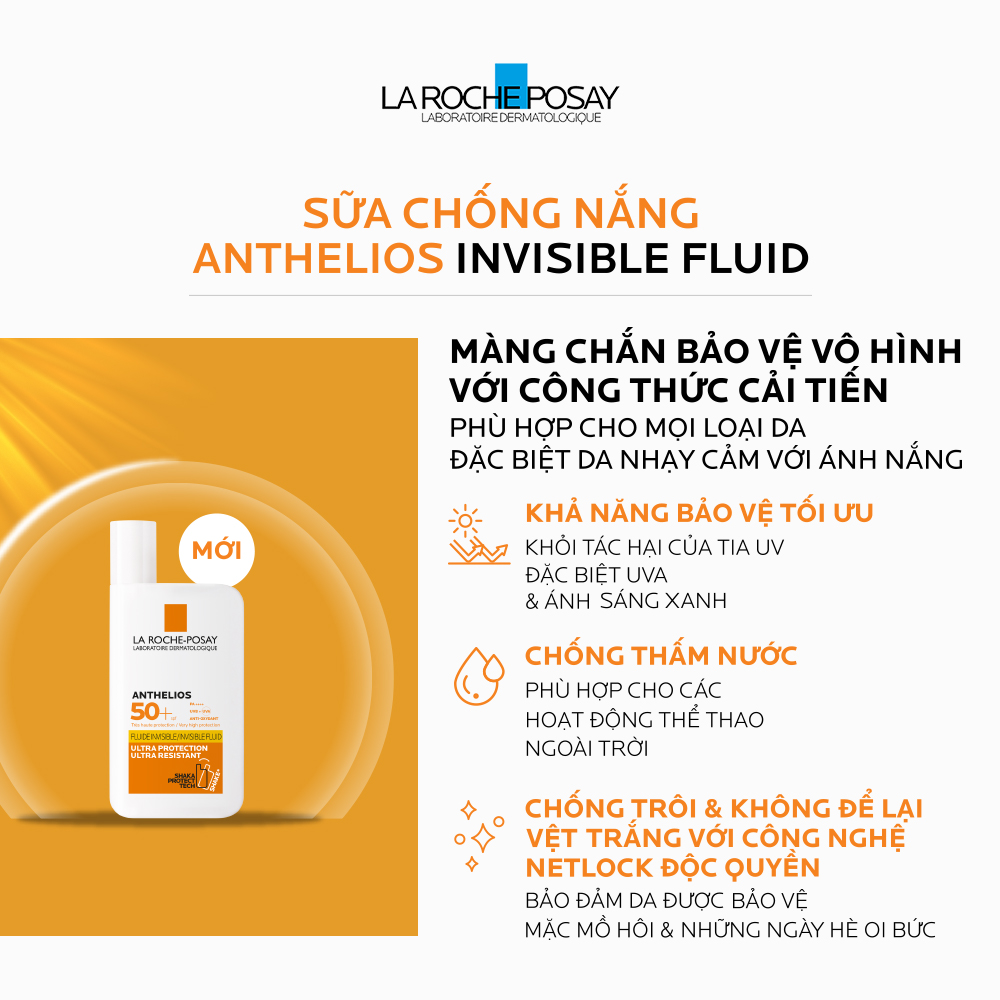 Kem chống nắng dạng sữa lỏng nhẹ không nhờn rít La Roche-Posay Anthelios Shaka Fluid SPF 50+ 50ml