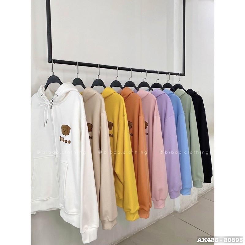 Áo Khoác Nữ Nỉ Bông Dày Dặn Thêu Gấu Form Rộng Chất Siêu Đẹp Áo Khoác Jackets Thun Nỉ Nữ Thêu GẤU BIBOO