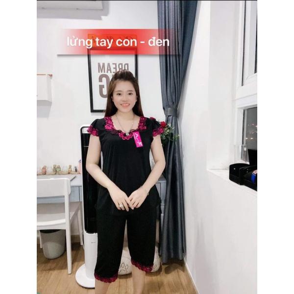 Đồ Bộ Thun Lạnh Phối Ren Lửng Tay Con