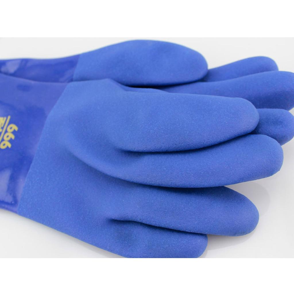 2x M-XL 1Pair Blue Oil Resistant Safety Work Gloves Chemical Resistant Gauntlet