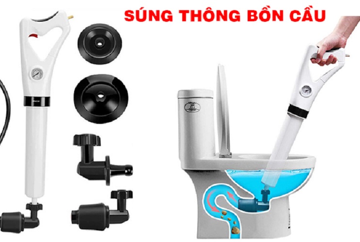 Dụng cụ thông tắc bồn cầu, toilet, lavabo, ống nước, nhà vệ sinh bằng hơi khí nén AGT Cực Mạnh 8kgf/cm - Nhựa ABS Cao Cấp