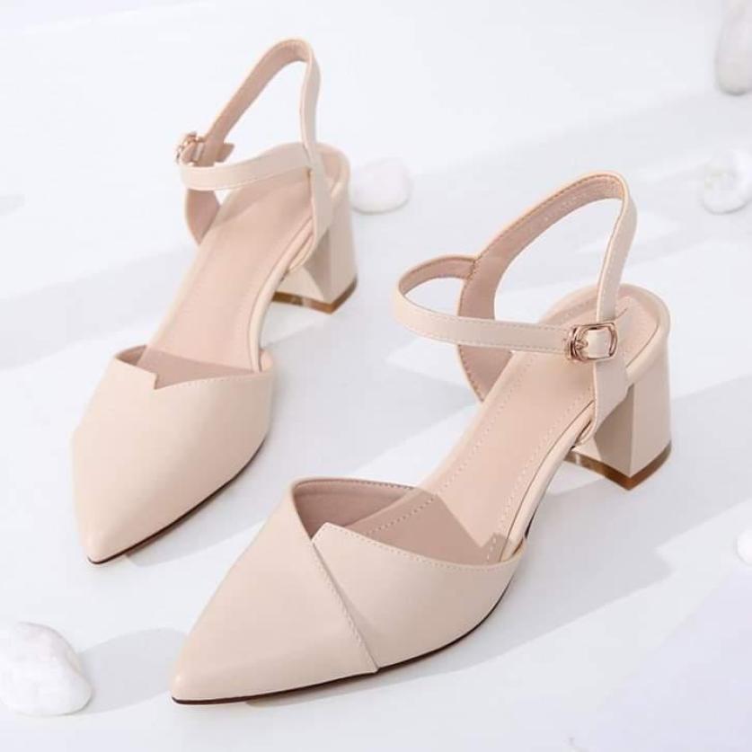 FREE SHIP giày cao gót / sandal cao gót 5p gót vuông mũi nhọn kèm ảnh thật