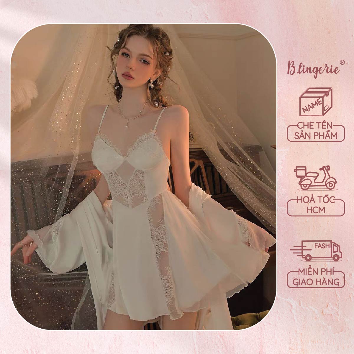 Váy Ngủ Nữ Tính Ren Gợi Cảm (Không Kèm Áo Choàng) - B.Lingerie