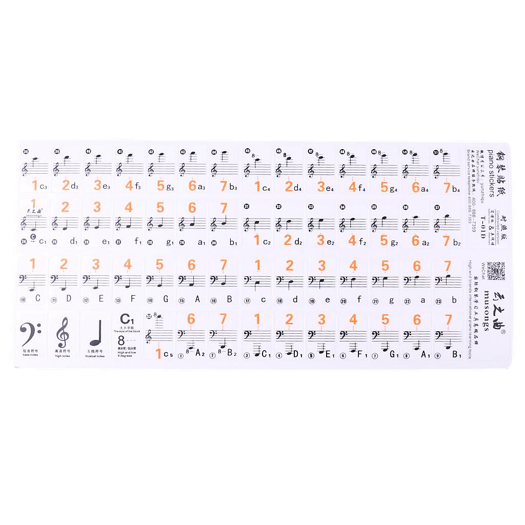 49/61 Key Electronic Piano Sticker 88 Key Music Note Piano Keyboard Stickers