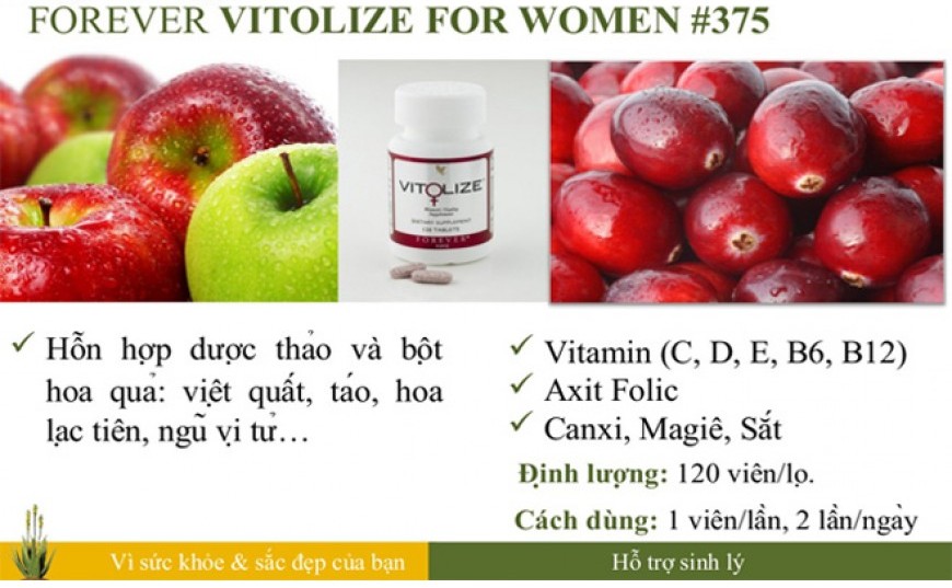 Thực phẩm chức năng  sản phẩm chuyên dùng cho phái nữ Forever Vitolize Women (#375) (120 Viên) 