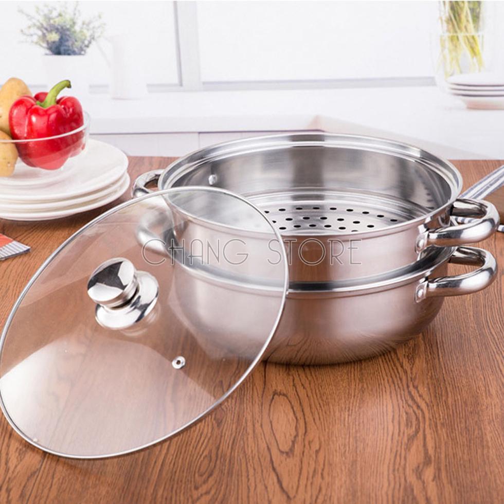 Nồi Xửng Hấp Inox 2 Tầng Đa Năng Cao Cấp Tiện Dụng