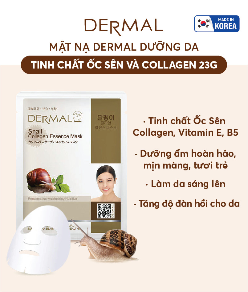 [ Tặng thêm 2 miếng ] Combo 10 miếng mặt nạ dưỡng da Dermal Hàn Quốc