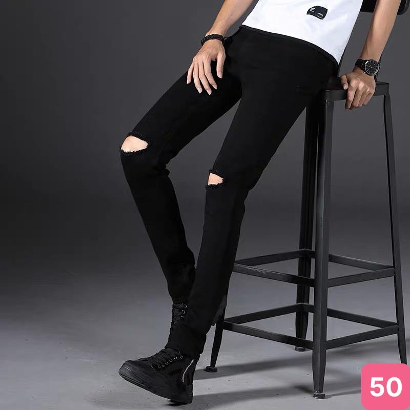 Quần jean nam màu xanh trơn không rách gối chất bò cao cấp co dãn 4 chiều cực đẹp, quần rin nam 1077HD Nhiều Mẫu Mới