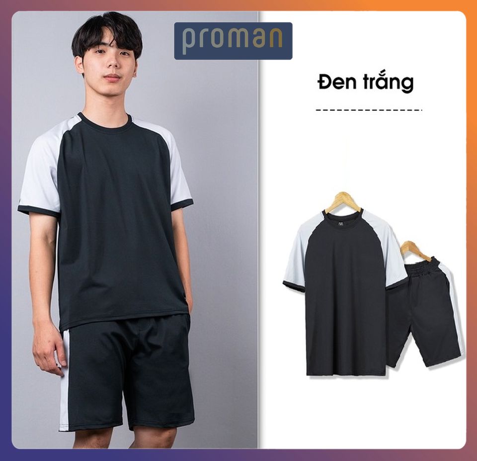 Bộ Thể Thao Nam Cộc Tay đồ bộ mùa hè Thời Trang Phong Cách Trẻ Trung Cao Cấp BO01 - PROMAN