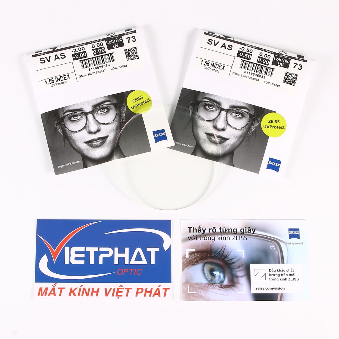 Tròng kính Vietphat Eyewear Zeiss LotuTec UV 1.56 1.60 1.67