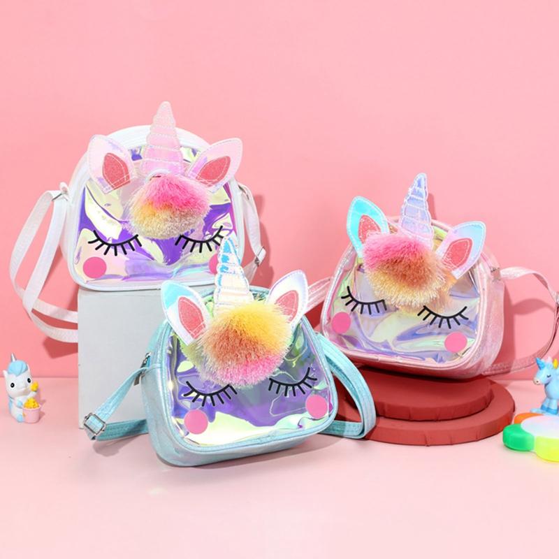 Hoạt Hình Kỳ Lân Ví Đầy Màu Sắc Túi Jelly Túi Túi Thời Trang Đeo Vai Trẻ Em Túi Xách Tay Dây Đeo Thắt Lưng Ví Nữ Mini Tất Cao Cổ Ly Hợp