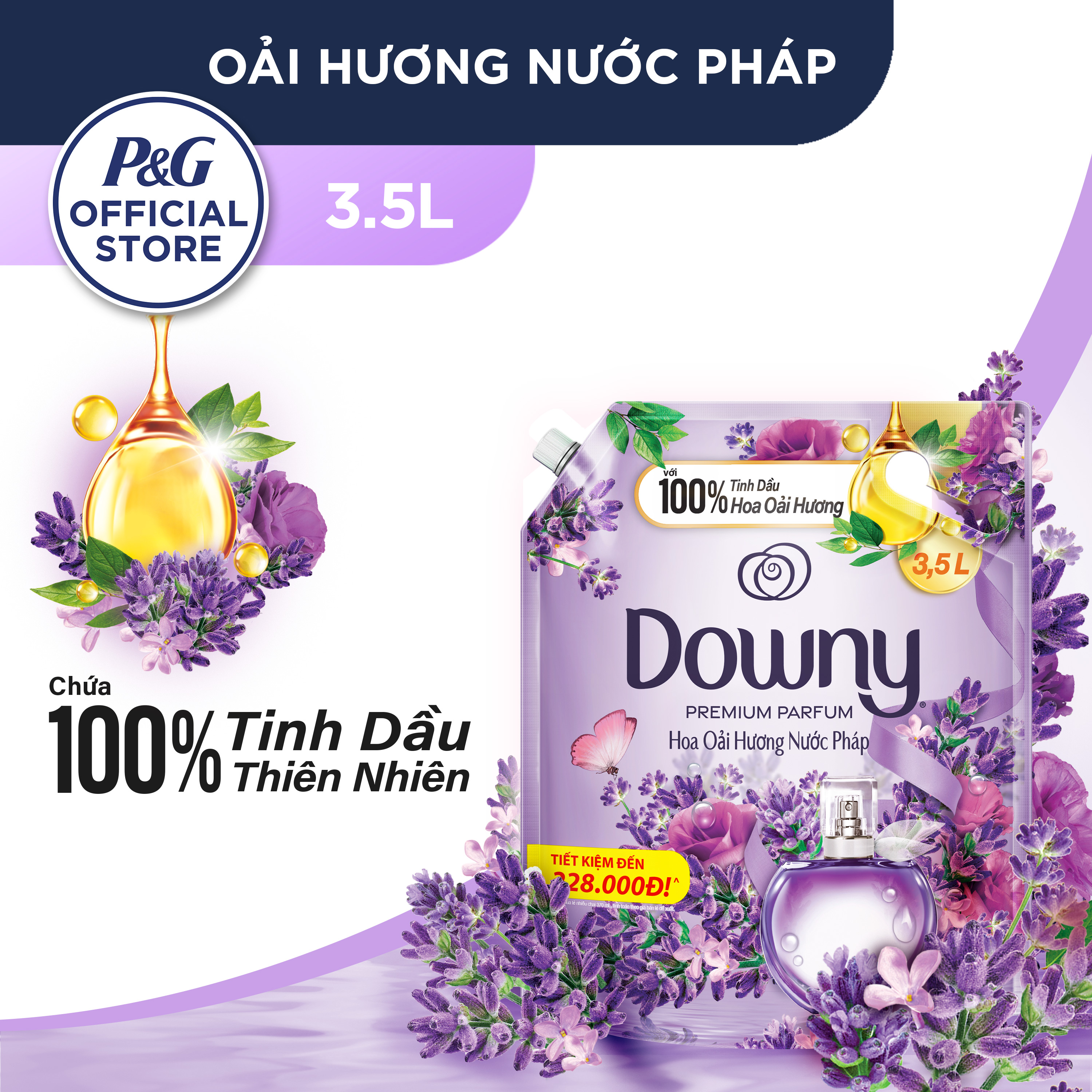 Nước Xả Vài DOWNY Hương Oải Hương/Yêu Thương Thuần Khiết Túi 3.5L