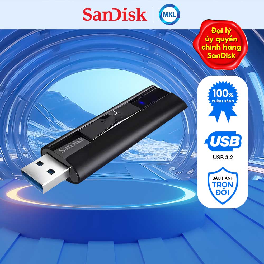 USB 3.2 SanDisk Extreme Pro CZ880, USB 3.2 Gen 1 Solid State Flash Drive - Hàng Chính Hãng