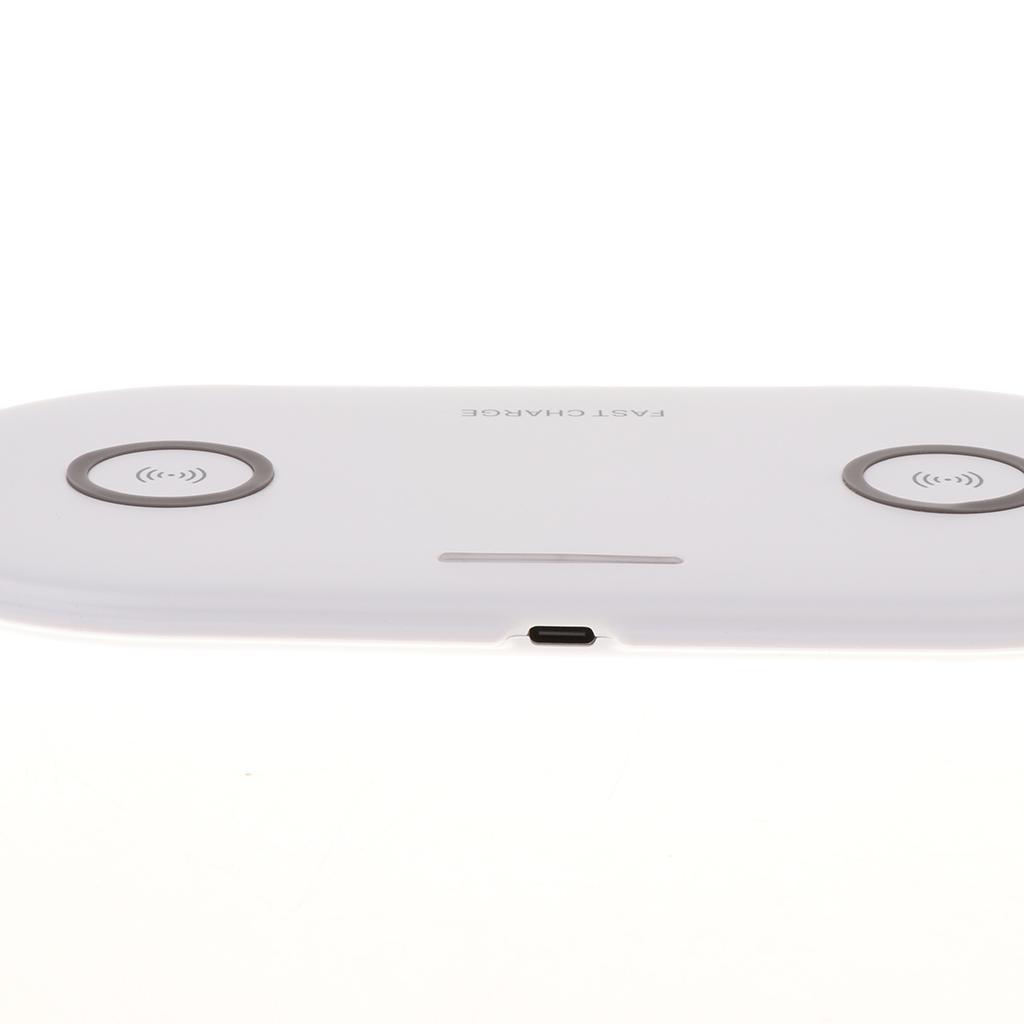 2x 5W QI Dual Wireless Charger Pad Fast Charging Dock for Phone White+Black