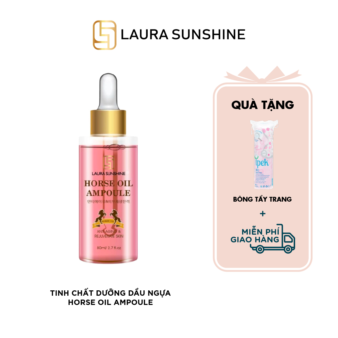 Siêu tinh chất dầu ngựa tái tạo da 80ml- Dầu ngựa Horse Oil Ampoule - Laura Sunshine - Nhật Kim Anh