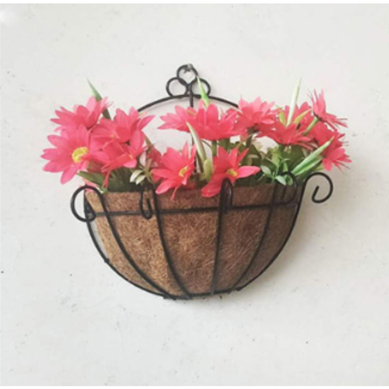 Chậu xơ dừa khung sắt đính tường trồng hoa cây cảnh khung sắt 25 cm đẹp mắt