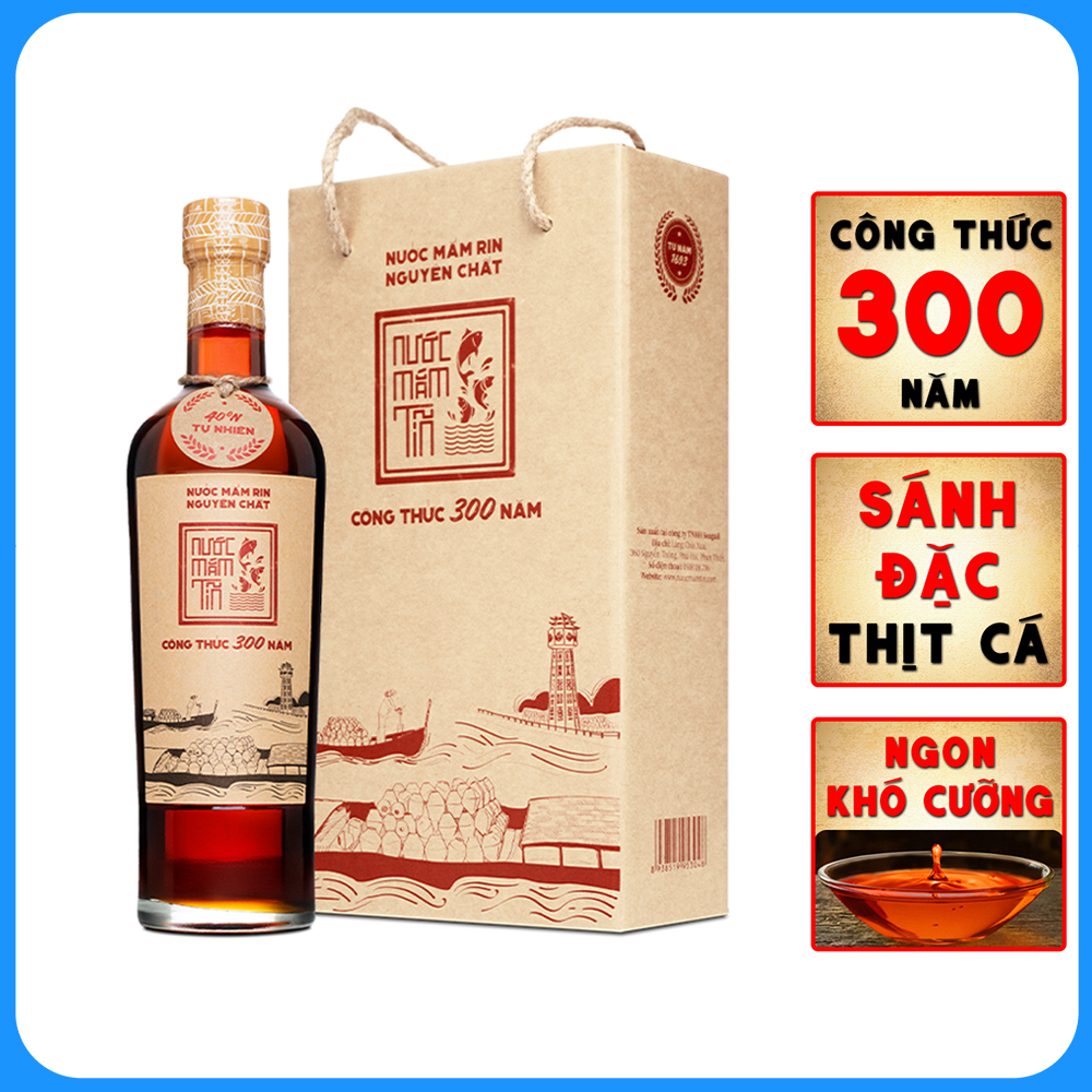 Đặc Sản Bình Thuận  - Nước Mắm Tĩn Cá Cơm Than Nhãn Đỏ 40N Chai Thủy Tinh (500Ml/Chai) Sánh Đặc Thịt Cá, Không Chất Bảo Quản - Ocop 4 Sao