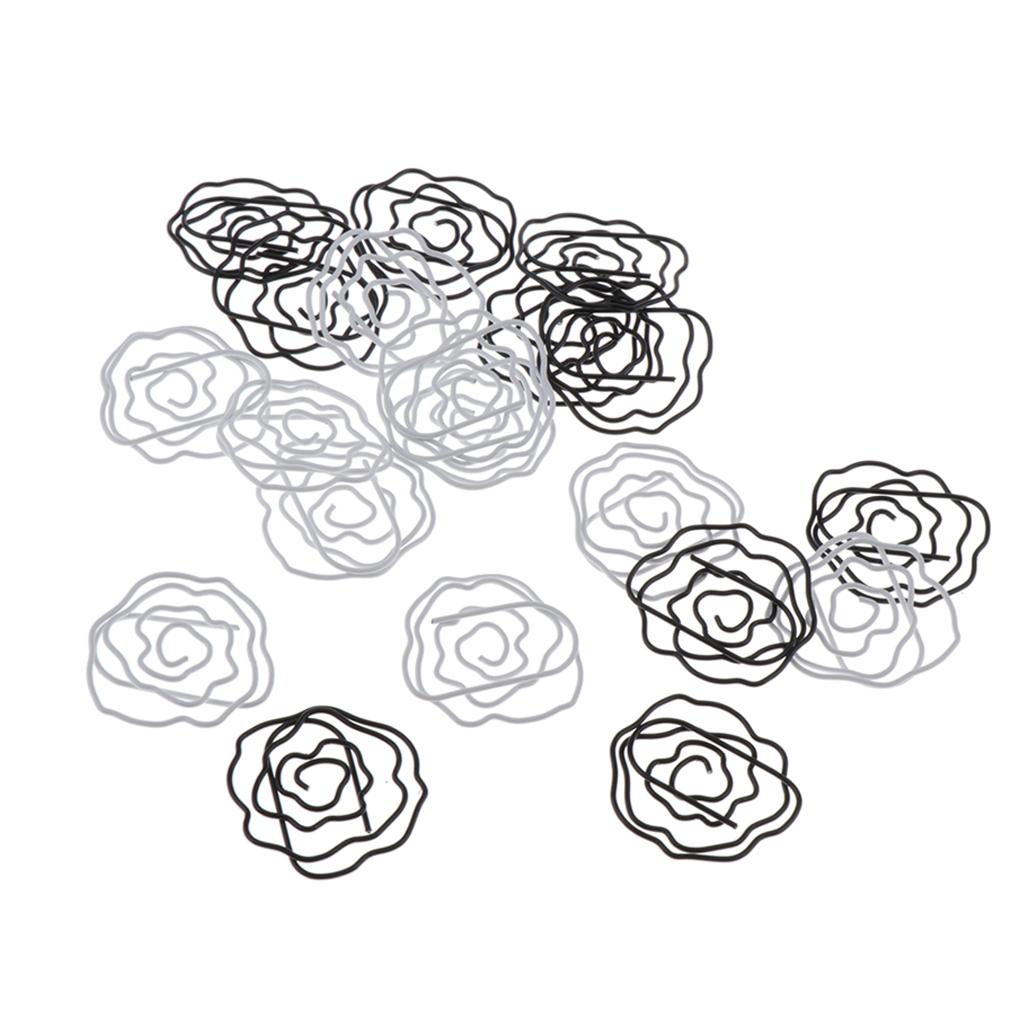 20Pcs Rose Flower Shape Paper Clip Binder Clip Book Mark for Office Organize