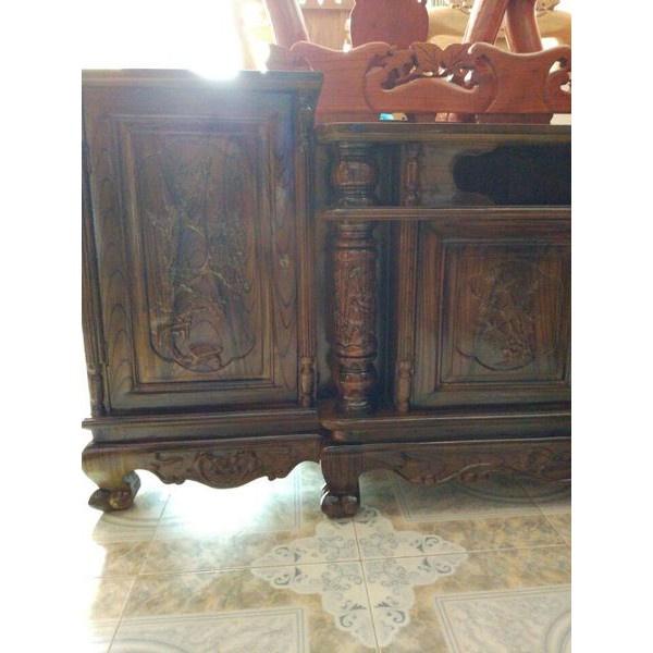 Kệ Tivi gỗ tràm kệ cột nho - phun PU giả mun , giả hương