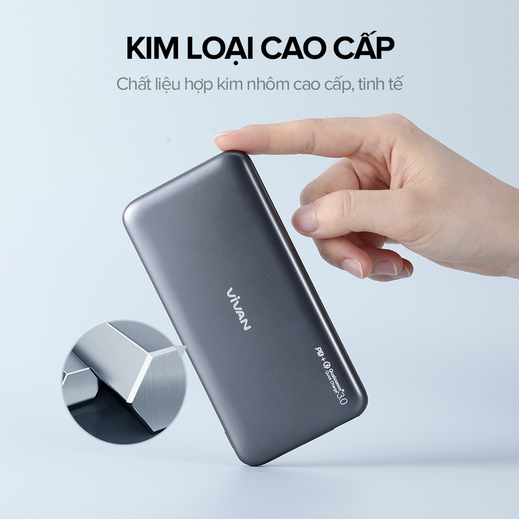 Pin Sạc Dự Phòng 10.000mAh VIVAN VPB-N10 20W Quick Charge PD/QC 3.0 &amp; 2 Output - Hàng Chính Hãng