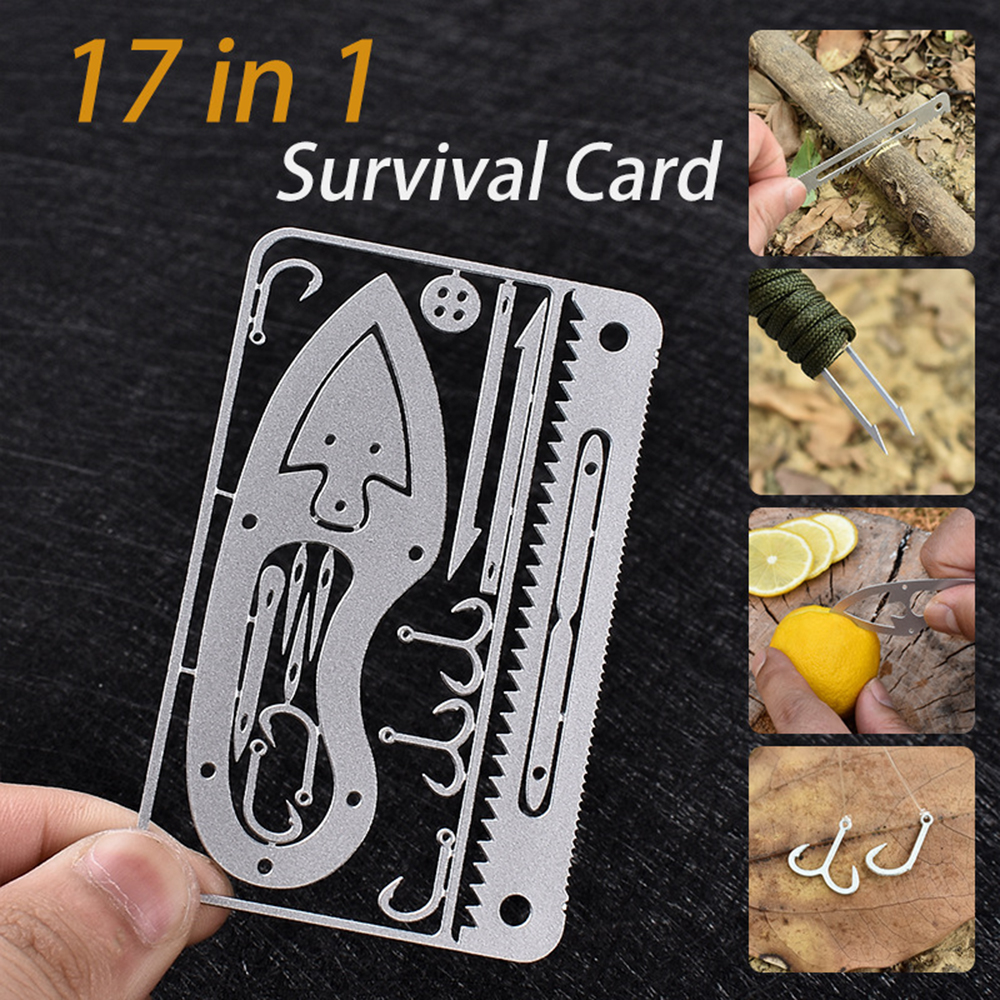 10 Thẻ Dụng Cụ Sinh Tồn Đa Năng 17 Trong 1 Để Câu Cá Cắm Trại Sinh Tồn Khẩn Cấp Đi Bộ Đường Dài