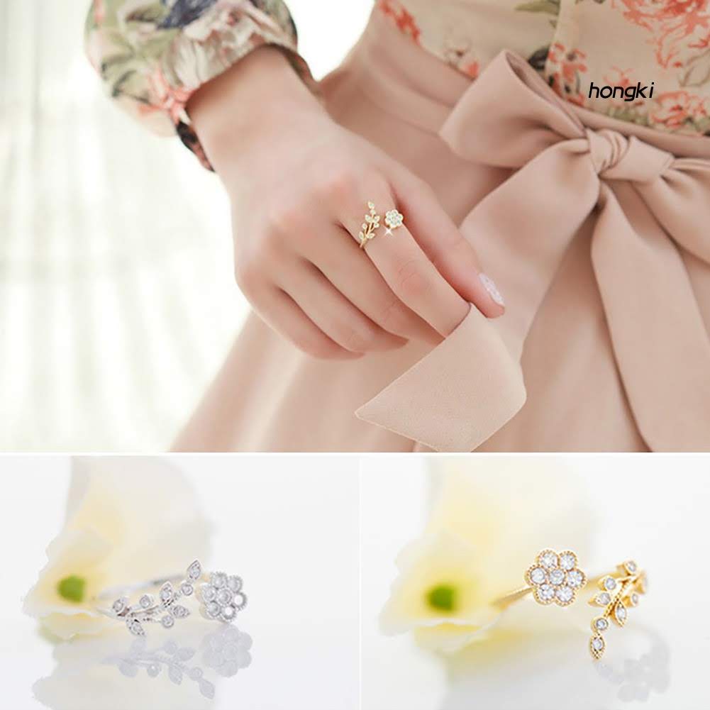 Nhan đeo tay xoắn lá hoa dễ thương phụ kiện nữ