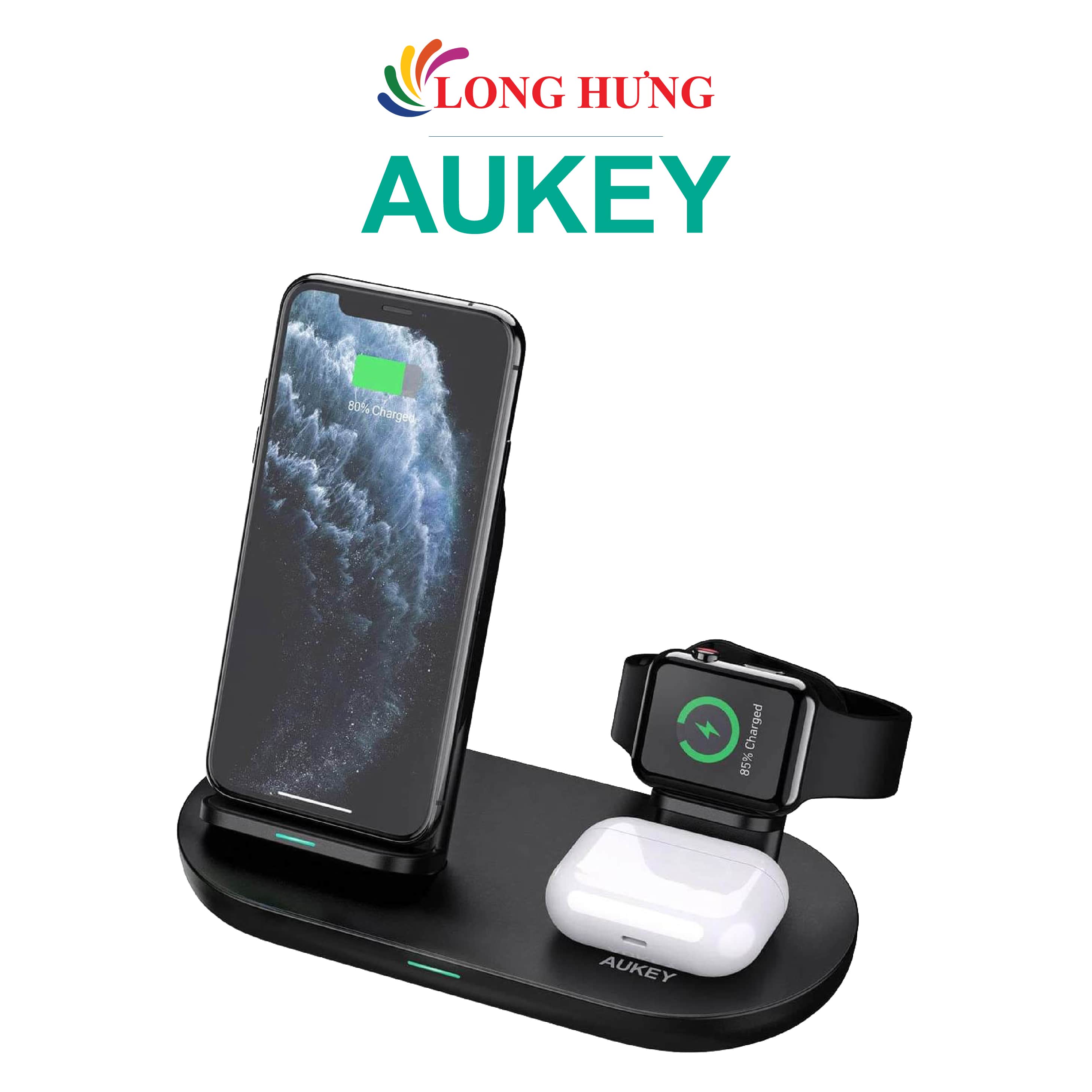 Đế sạc không dây 3 trong 1 Aukey 10W LC-A3 - Hàng Chính Hãng