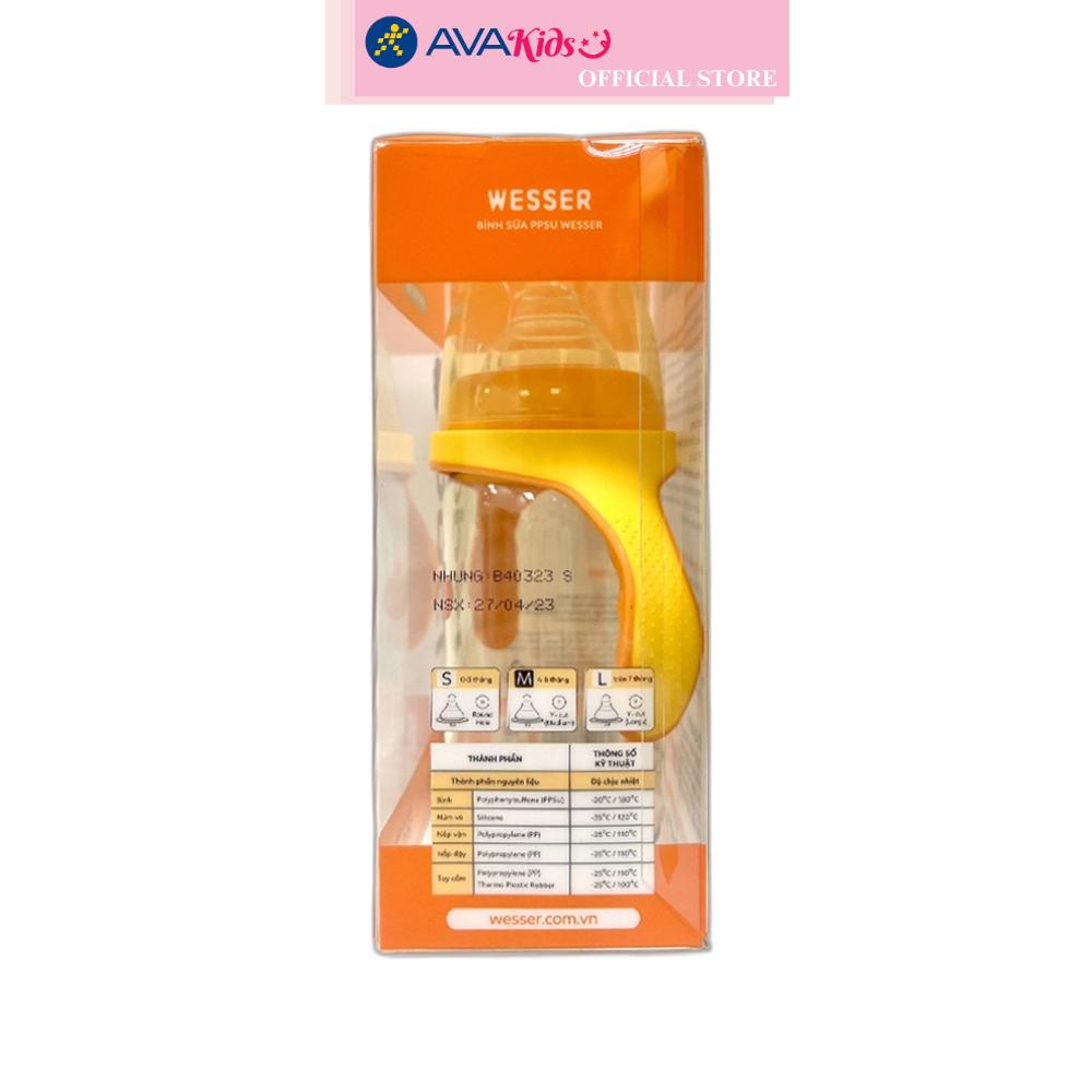 Bình sữa nhựa PPSU Wesser TBSWPP260 cổ rộng 260 ml (4 - 6 tháng)
