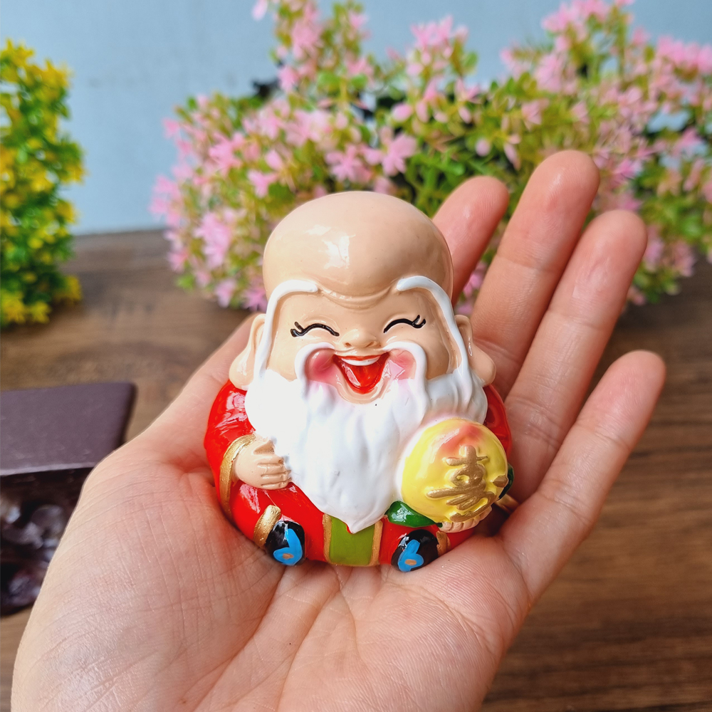Bộ Ngũ Phúc Lâm Môn 7cm tròn đầy kèm đế Tài Lộc Phát - tặng kèm túi 50 xu vàng mini may mắn
