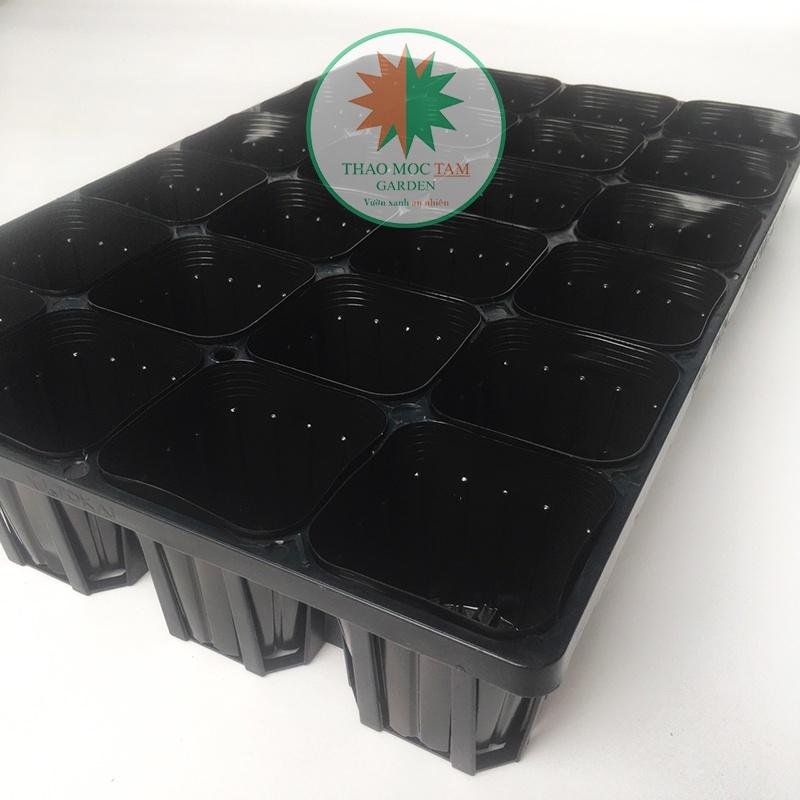 Bộ Khay 24 lỗ + 24 Chậu ươm 9.0 chuẩn Nhật - Khay ươm cây con, cây giống làm vườn