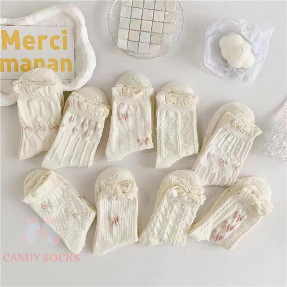 Tất nữ vớ nữ cổ trung, Set 5 đôi tất nữ phong cách Hàn Quốc, co dãn 4 chiều, chất liệu cotton Hàn cao cấp TN-145