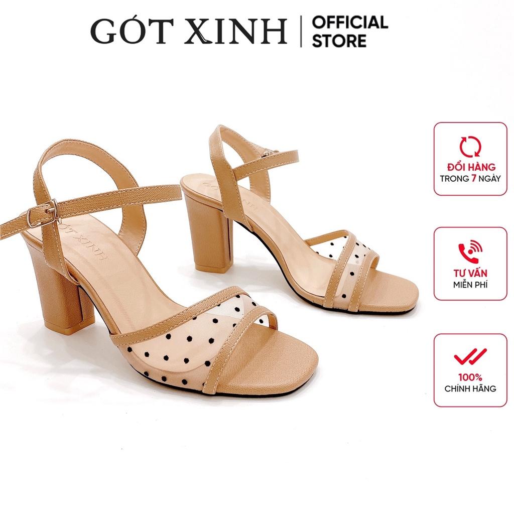 Giày sandal cao gót nữ GÓT XINH GX1 mũi vuông quai ngang đế cao 5cm