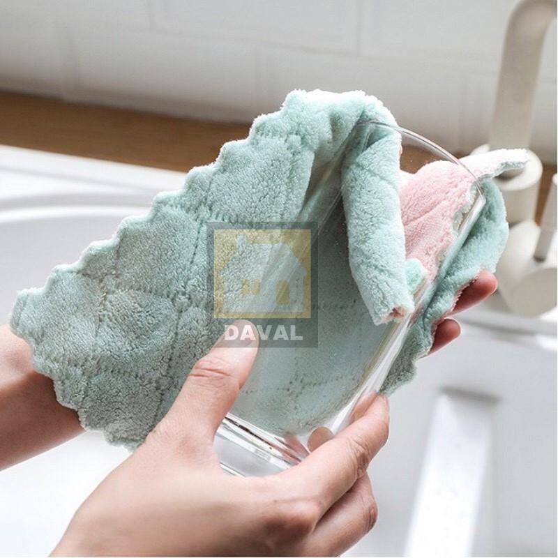 Lố 10 cái Khăn lau chén bát đa năng - Khăn lau bếp thấm hút (26*16cm) giao màu ngẫu nhiên