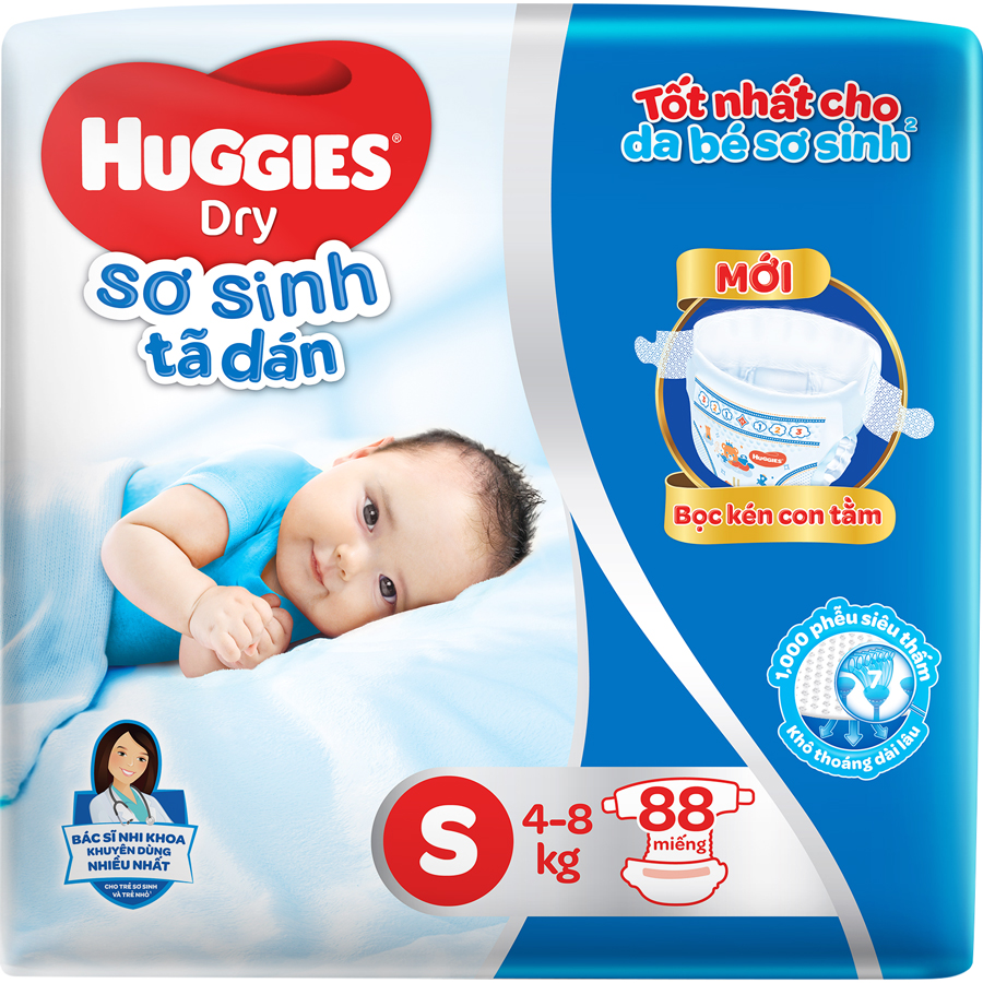 Tã dán sơ sinh Huggies S88 (88 miếng)