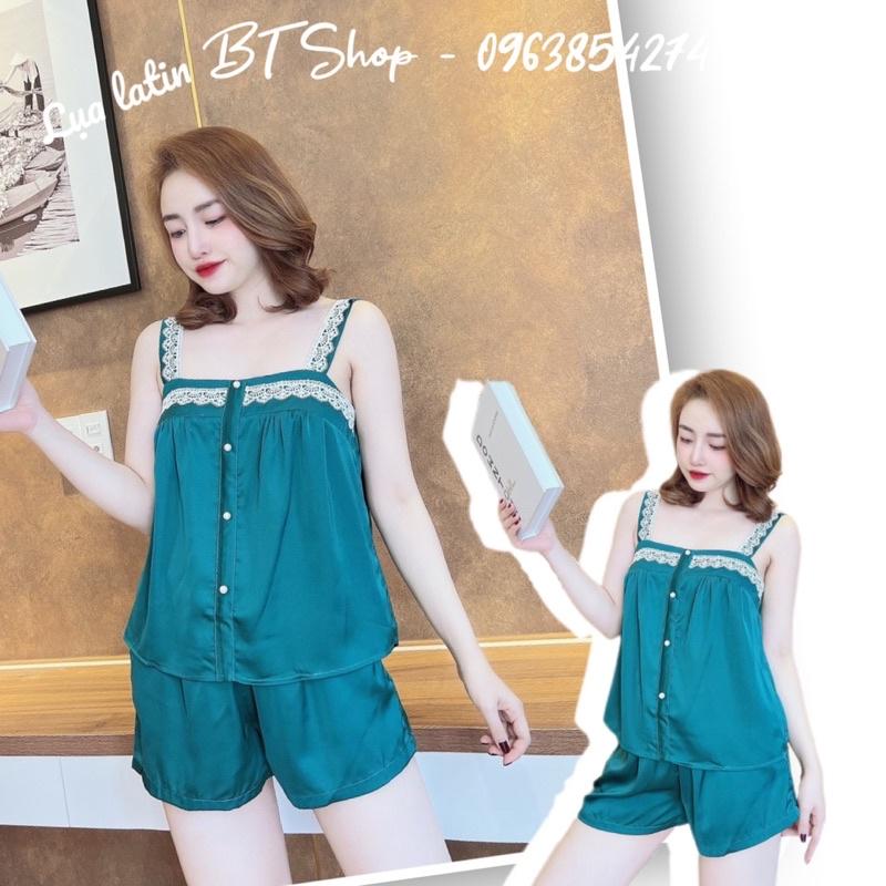 Đồ ngủ mặc nhà lụa latin trơn phối ren freesize 42-57kg