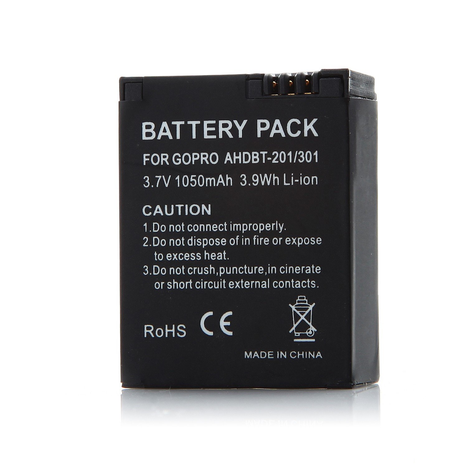 ROGTZ Pin Dành Cho Máy Ảnh GOPRO HERO 2,3 1050mAh 3.7V 3.9Wh AHDBT-201/301 - Hàng Nhập Khẩu