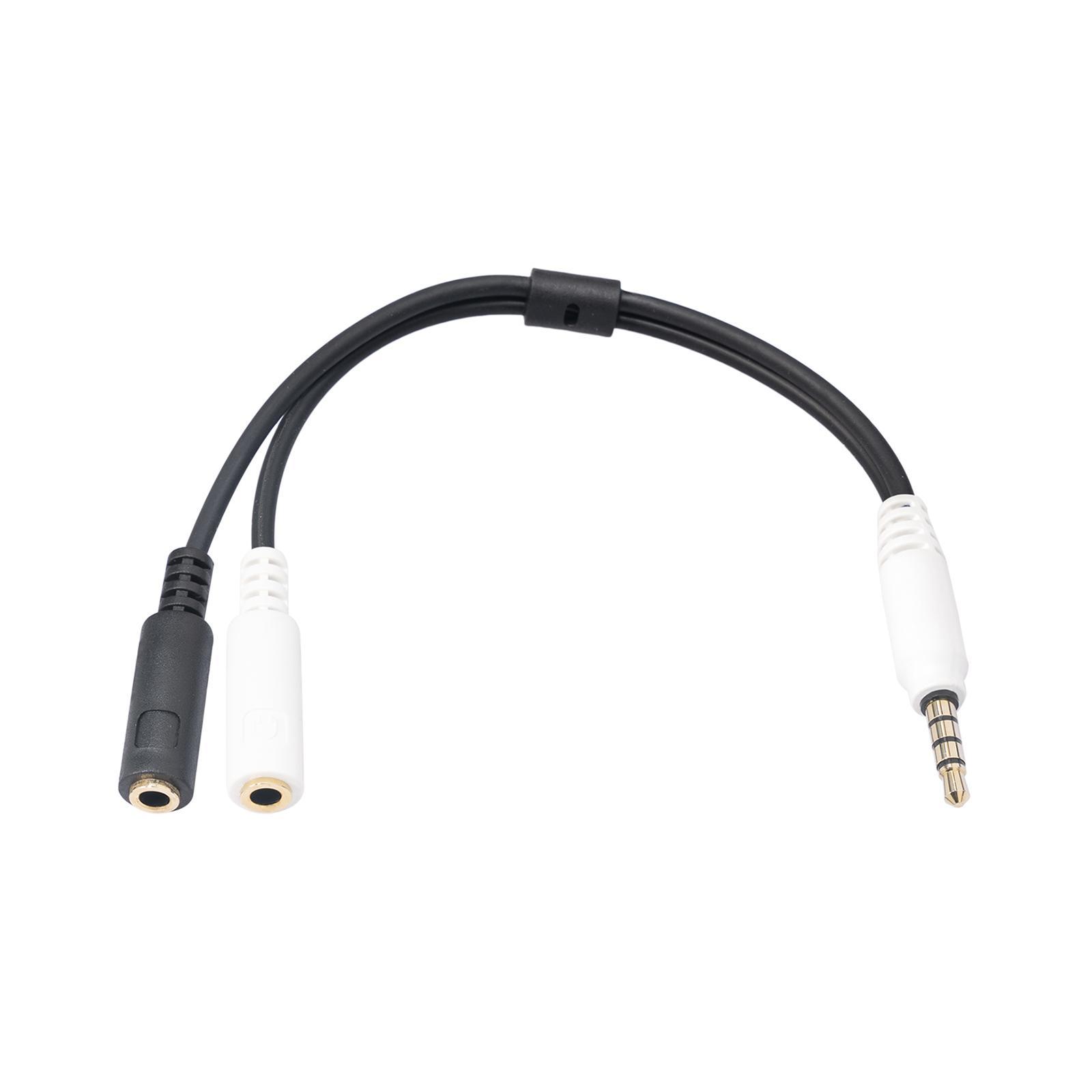 3.5mm Headset Splitter Cable Male to 2 Port Female Professional Plug and Play Durable Stereo Headphones Adapter for Desktop PC Laptop Phone