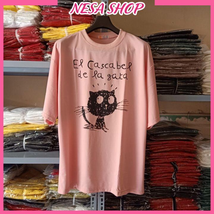 Áo thun nam nữ form rộng, Áo phông tay lỡ, chất liệu thun cotton co giãn, áo unisex in hình Mèo NeSa Shop
