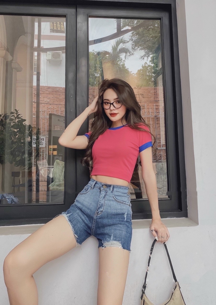 Quần short jean nữ BigSize lưng cao trên rốn, co dãn mạnh, rách loang màu, dành cho người mập 3949 3951