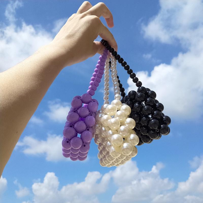 Túi xách tay mini kết bằng hạt nhựa nhiều màu nổi bật dành cho nữ T1180