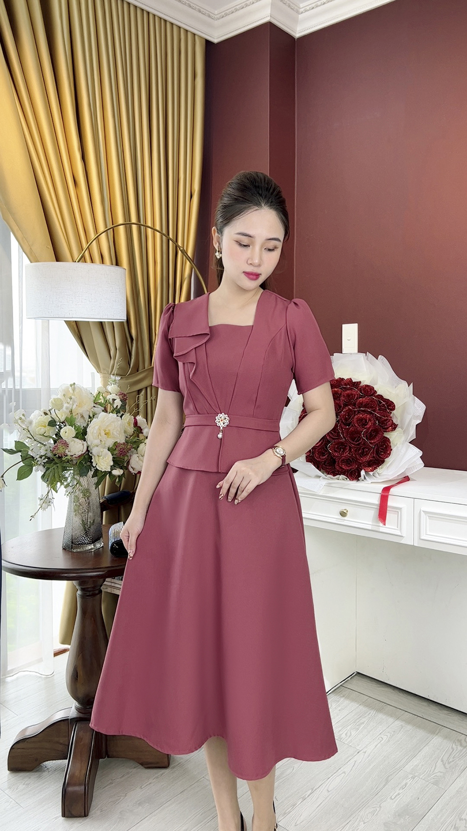 Đầm Trung Niên [ Linh Trà ] (TM 994) Trẻ Trung Thiết Kế Trang Nhã Thanh Lịch Bigsize Đi Làm Đi Tiệc Cho Bà Cho Mẹ U50