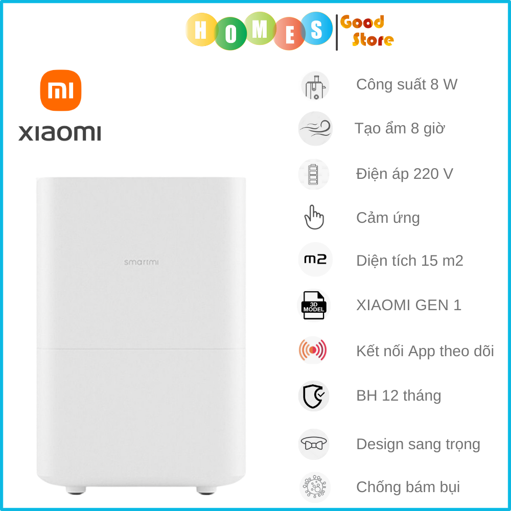 Máy Tạo Ẩm Xiaomi Smartmi Evaporative Humidifier 1 Thông Minh Tạo Ẩm Tự Nhiên, Không Tạo Sương Tự Động Làm Sạch Dung Tích 4 Lít Kết Nối App Theo Dõi - Hàng Chính Hãng