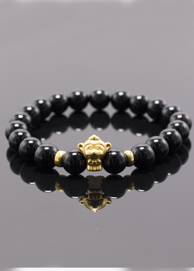 Vòng Tay Đá Thiên Thạch Charm Tuổi Thân Bạc Mạ Vàng 24K Ngọc Quý Gemstones