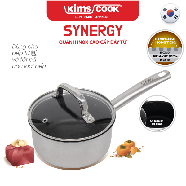 Quánh Synergy đáy từ inox 2 lớp chống dính Kims Cook