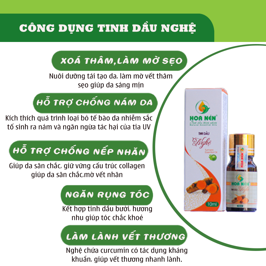 Tinh dầu Nghệ nguyên chất 10ml - Hoa Nén - Làm mờ sẹo, đẹp da