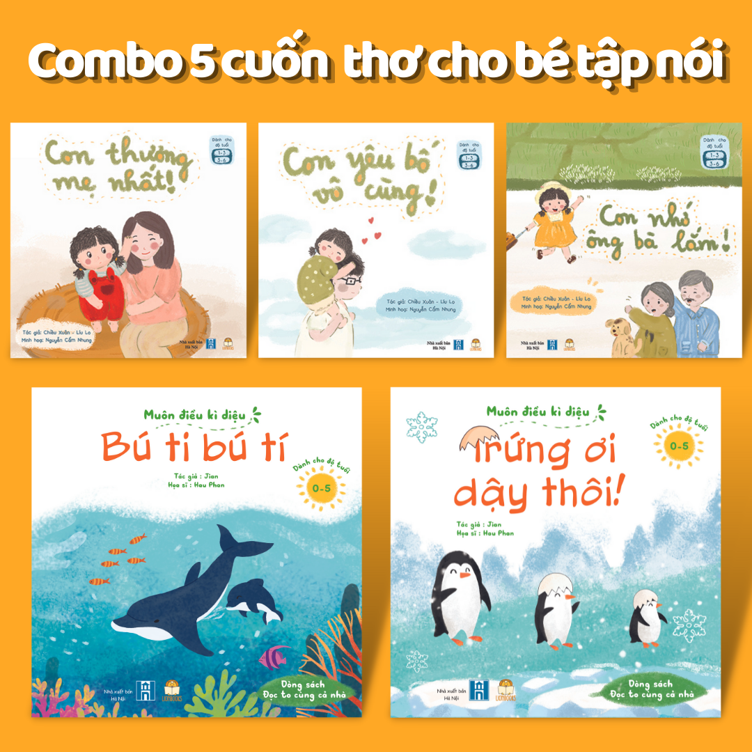 Combo 5 Cuốn Thơ Cho Bé Học Nói & Tập Đọc - Sách Đọc To Phát Triển Ngôn Ngữ và Bồi Dưỡng Cảm Xúc EQ