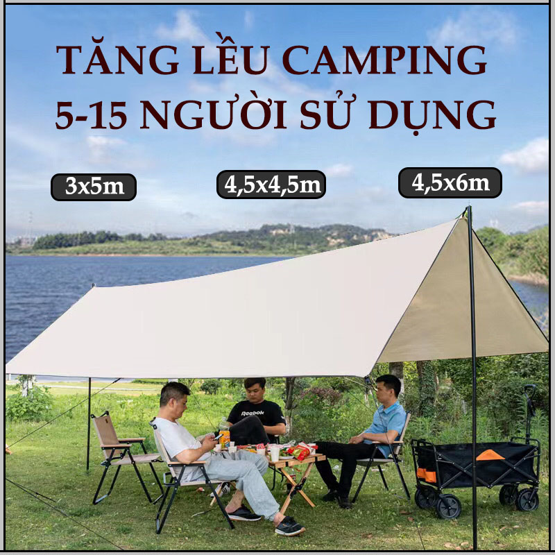 Bạt cắm trại campout tăng bạt mái che du lịch dã ngoại đồ cắm trại chống thấm nóng vải nhẹ camping