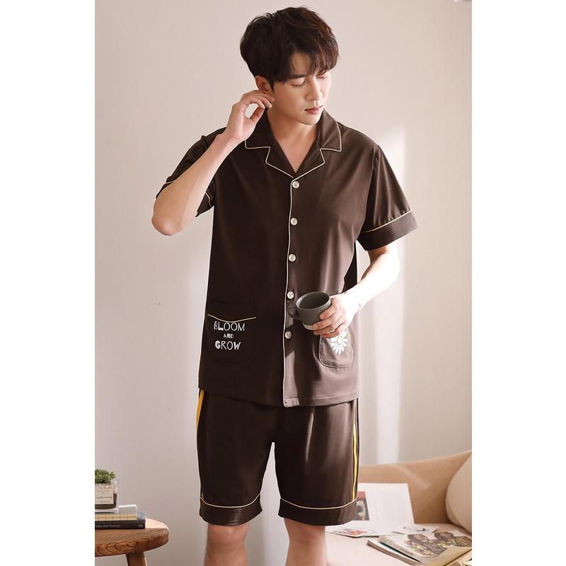 BỘ PIZAMA NAM CỘC TAY QUẦN ĐÙI 100% COTTON THOÁNG MÁT, SIZE L-3XL