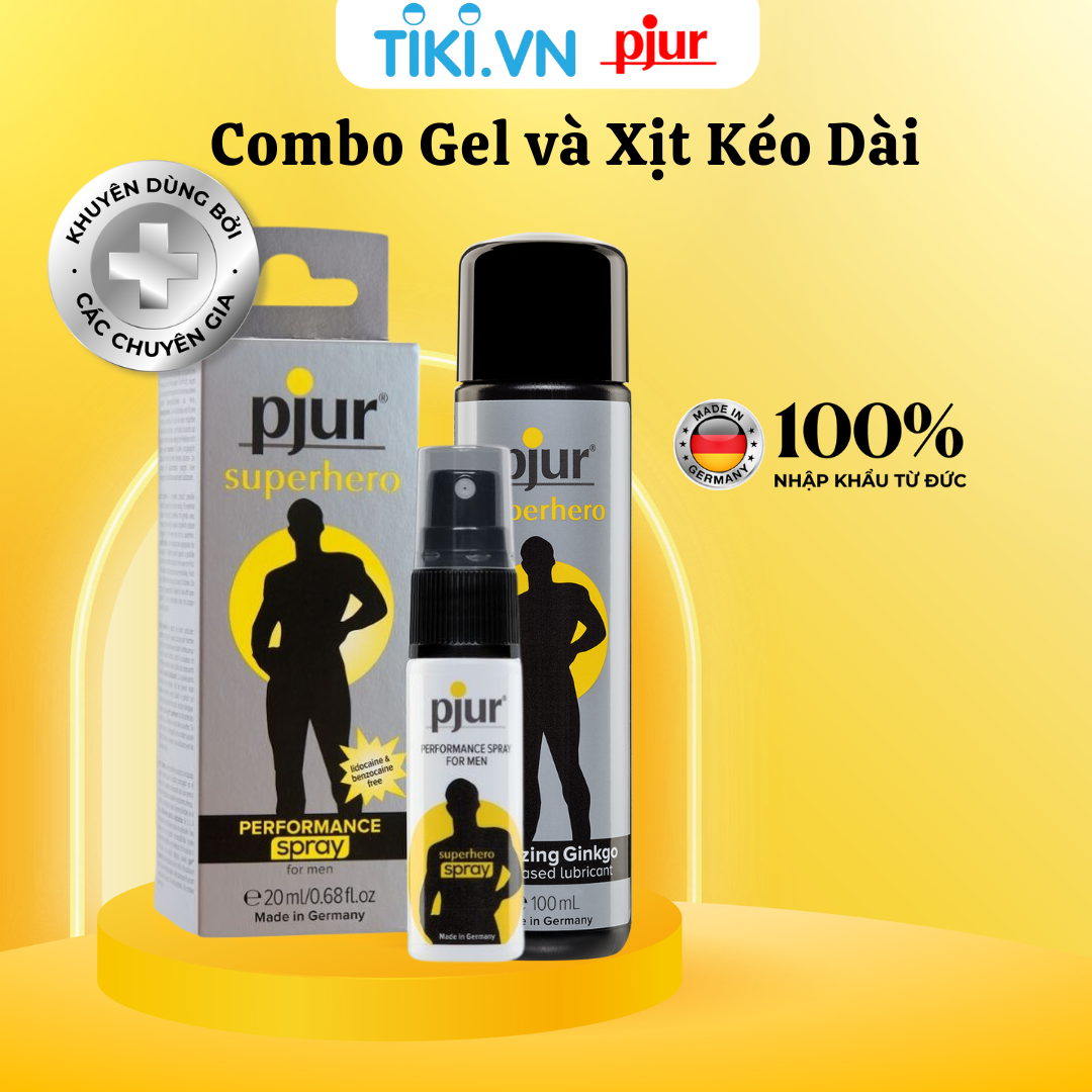 Combo chất bôi trơn Pjur Superhero Glide 100ml & Pjur superhero 20ml chiết xuất thành phần thiên nhiên